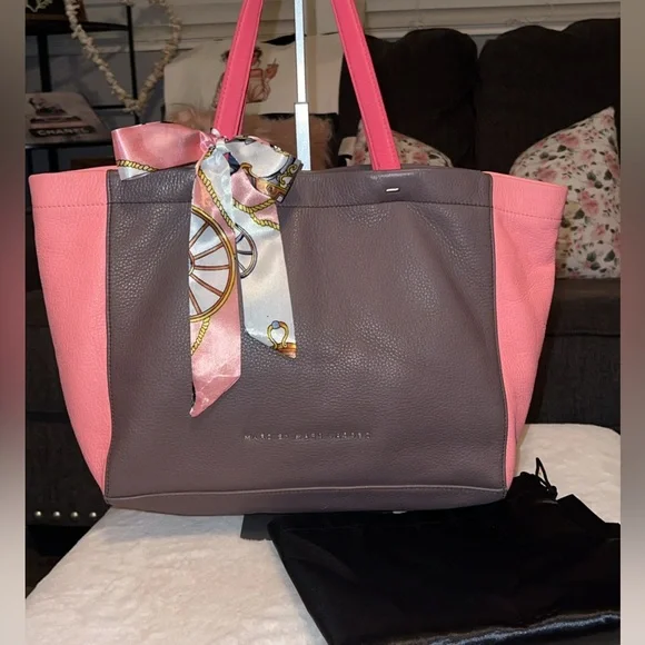 Marc By Marc Jacobs Colorblock Brown Pink/Coral Leather Double